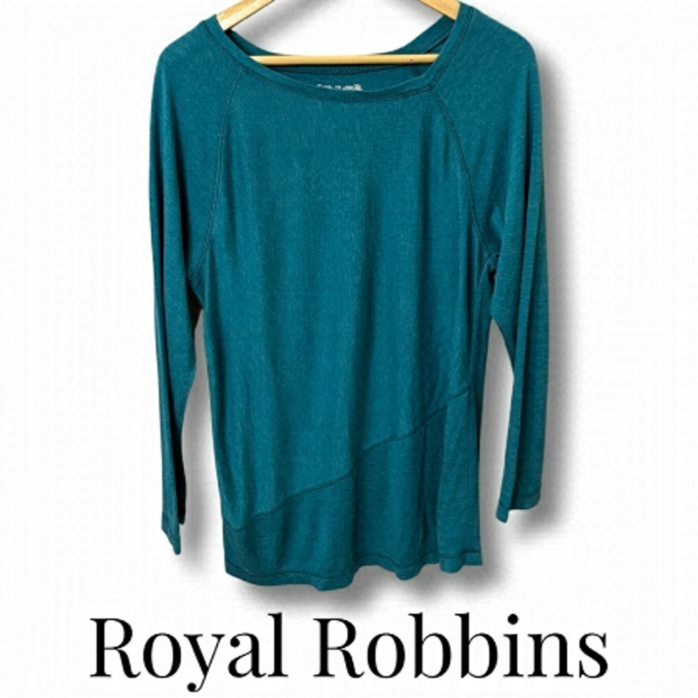 Large Teal Long Sleeve Scoop Neck Tee Royal Robbins  T-shirt Soft